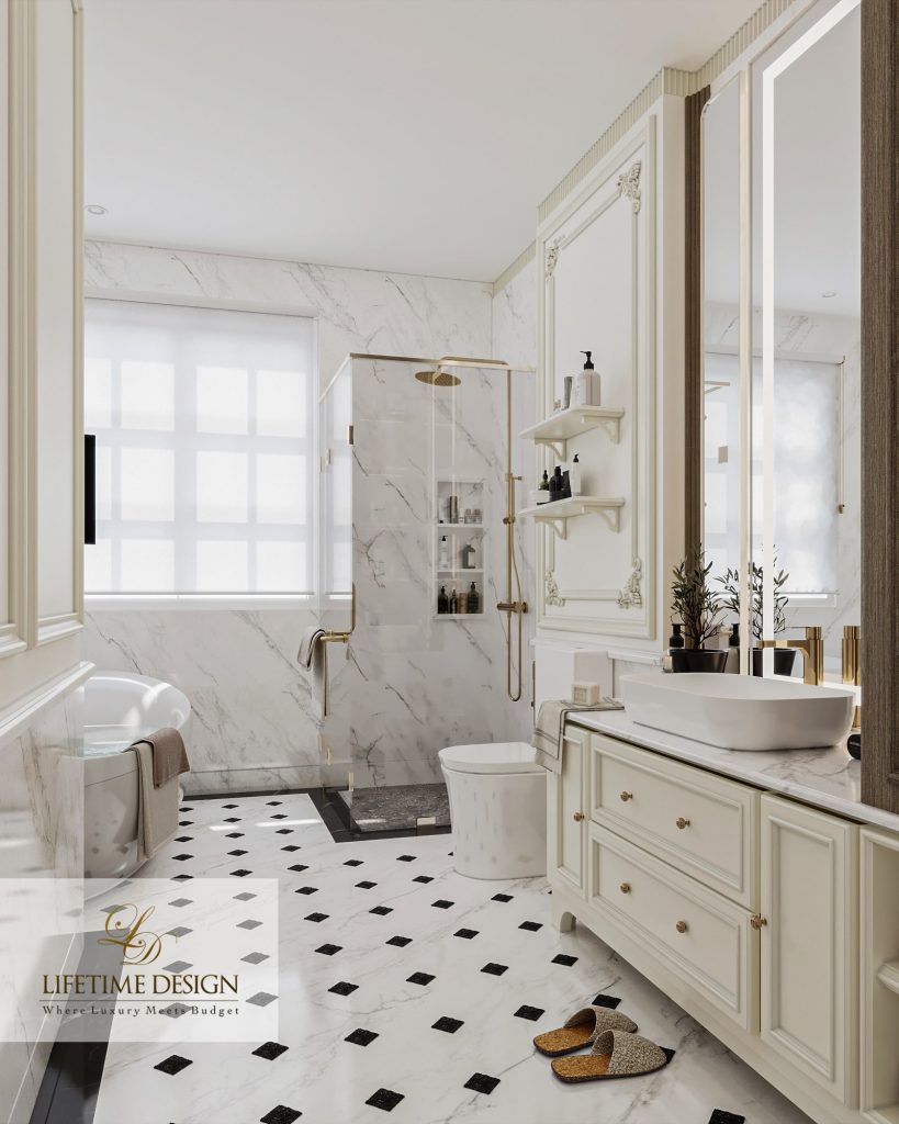 Desain kamar mandi mewah dengan desain klasik